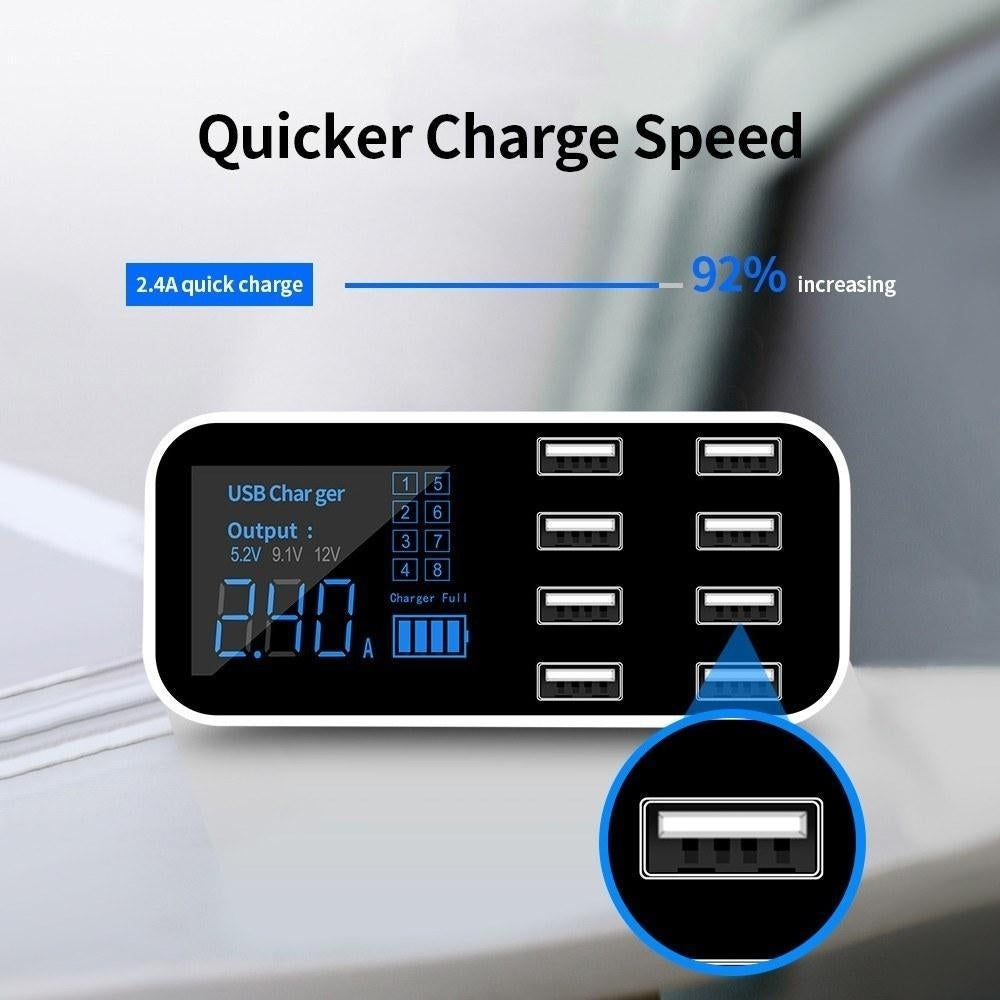 8 Port USB Car Charger with LED Display 8A Output Quick Charge Intelligent Portable Vehicle Image 12