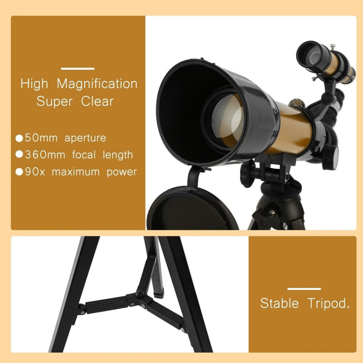 Astronomical Telescope 90X HD Monocular Refractor Spotting Scope for Star Gazing Bird Watching Camping Image 8