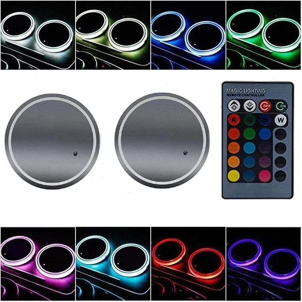 Auto Lighting Light-Emitting Diode Cup Mat Anti-Slip Multicolor Remote Control Solar Energy Image 3