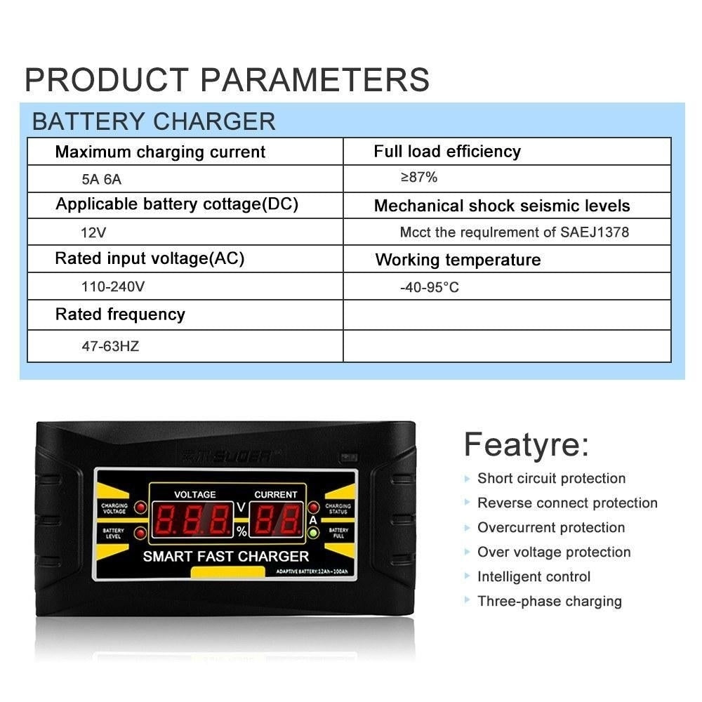 Automatic Car Battery Charger 110V/220V To 12V 6A 10ASmart Fast Power Charging Image 7