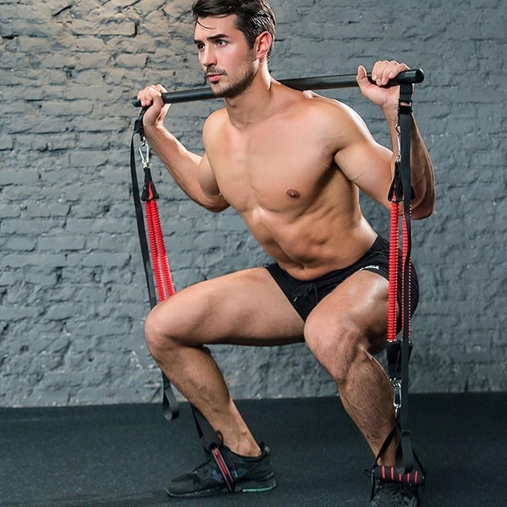 Leg Arm Strength Muscle Training Bar Set Fitness Yoga Pilates Stretch Rope Resistance Bands Image 3