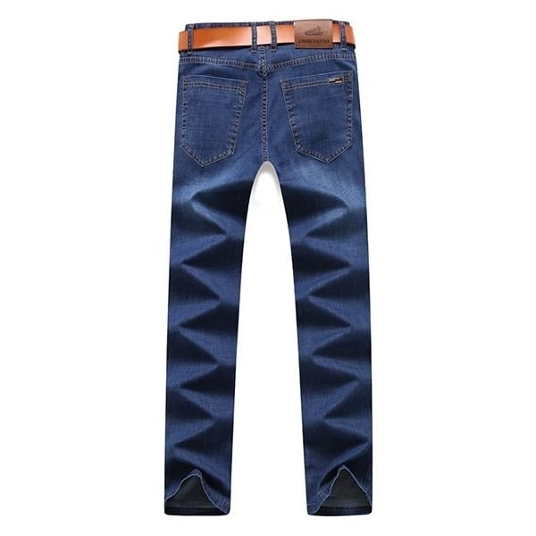 Mens Summer High Rise Loose Business Cotton Blue Jeans Image 7