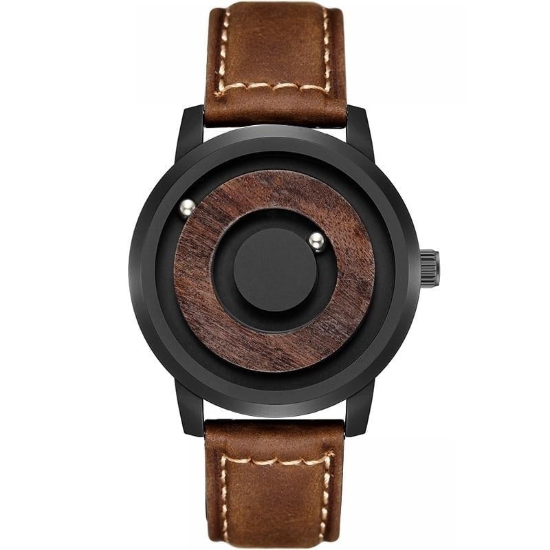 Minimalist Novelty Wood Dial Magnetic Scaleless Belt Natural Forest Fashion Mens Couple Watch Image 1