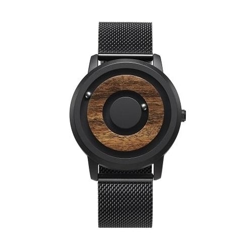 Minimalist Novelty Wood Dial Magnetic Scaleless Belt Natural Forest Fashion Men's Couple Watch Image 1