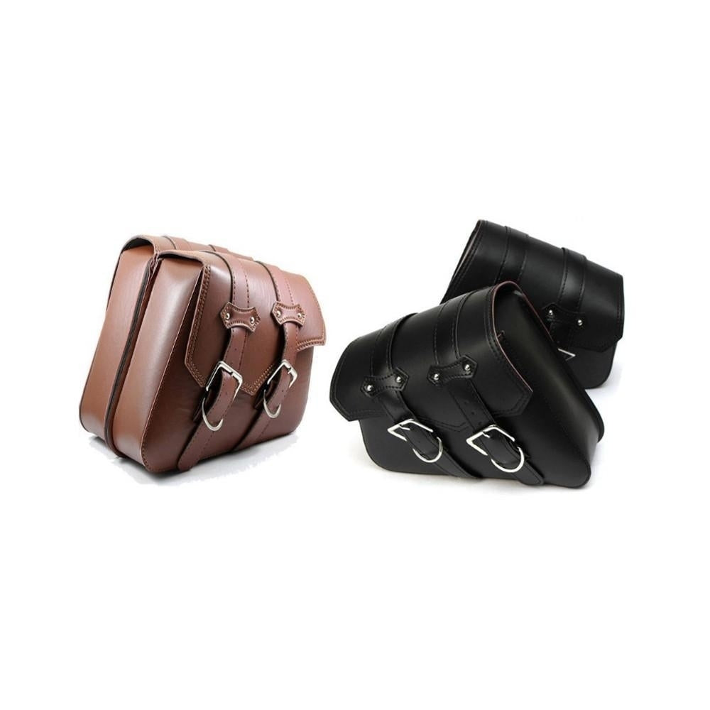 Motorcycle Luggage Autobike Pouch Bag PU Leather Side Bags Saddlebags for Motorbike Image 1