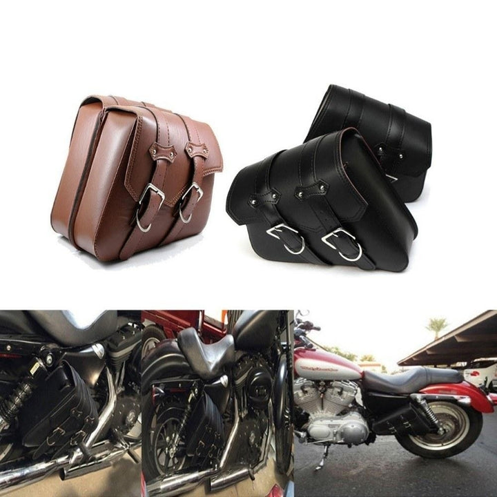 Motorcycle Luggage Autobike Pouch Bag PU Leather Side Bags Saddlebags for Motorbike Image 4