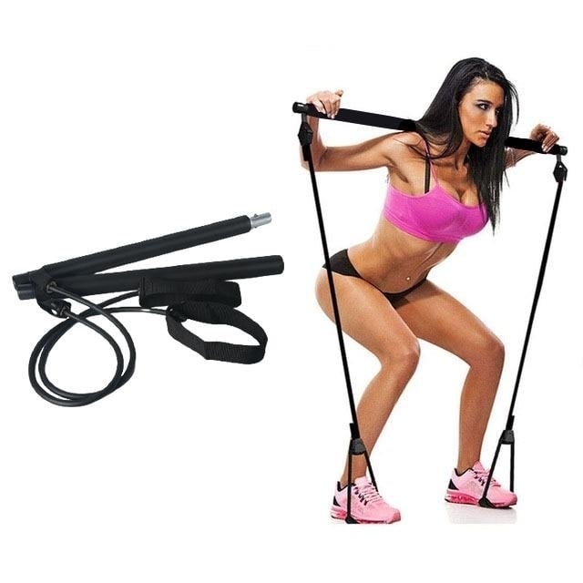 Fitness Sport Pilate Bar Kit Gym Exercise Workout Stick with Resistance Band Body Building Puller Image 1