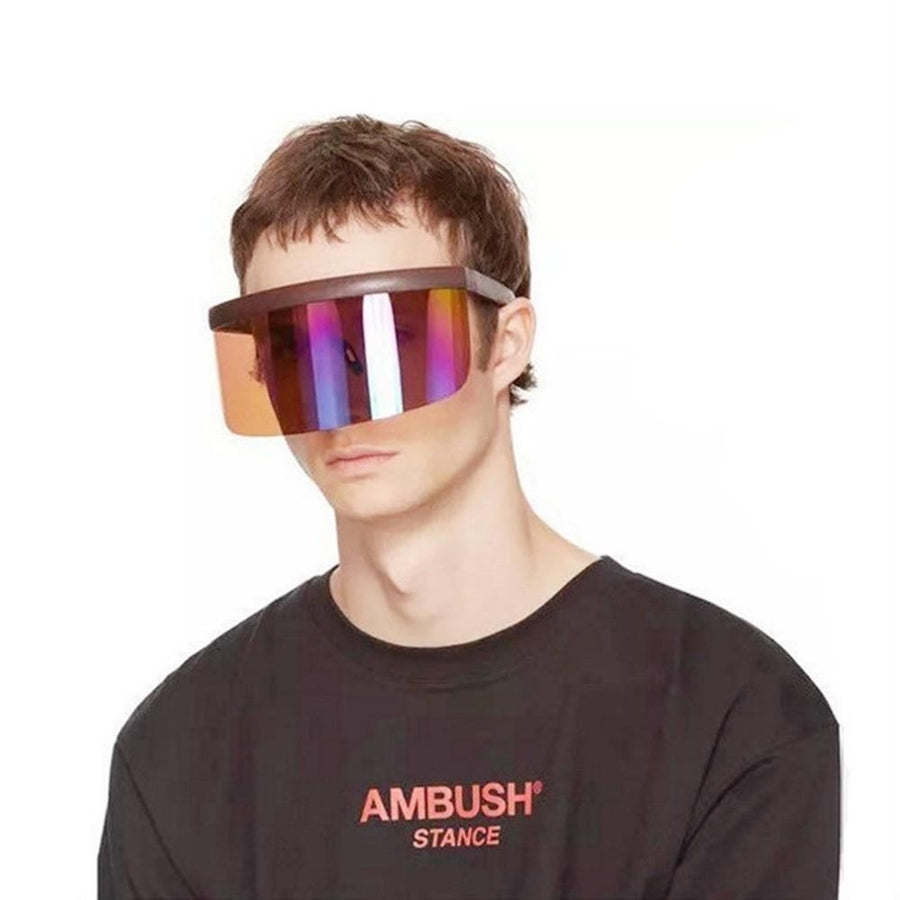 Oversize Sunglasses Retro Futuristic Shield Visor Face Mask Colorful Sun-proof Dust-proof Anti-spray Goggles Side Image 1