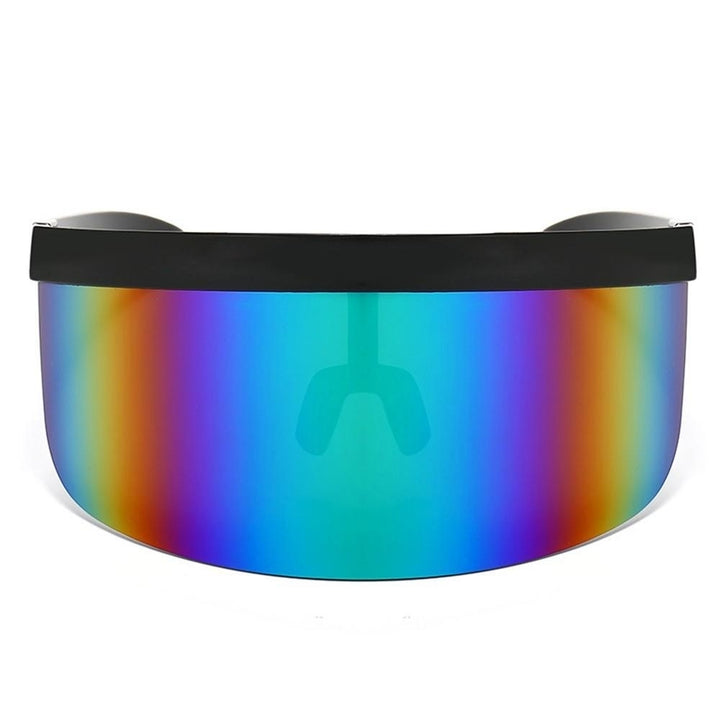 Oversize Sunglasses Retro Futuristic Shield Visor Face Mask Colorful Sun-proof Dust-proof Anti-spray Goggles Side Image 6