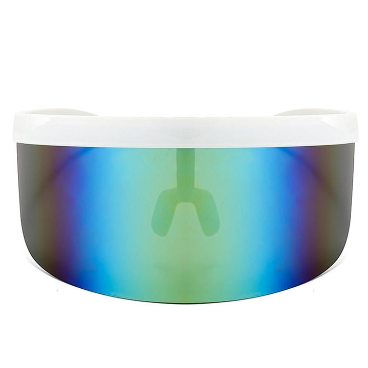 Oversize Sunglasses Retro Futuristic Shield Visor Face Mask Colorful Sun-proof Dust-proof Anti-spray Goggles Side Image 1