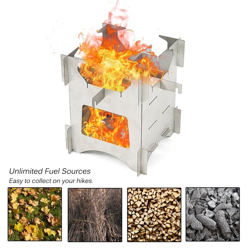 Portable Stainless Steel Wood Stove Lightweight Folding Camping Stove Image 9