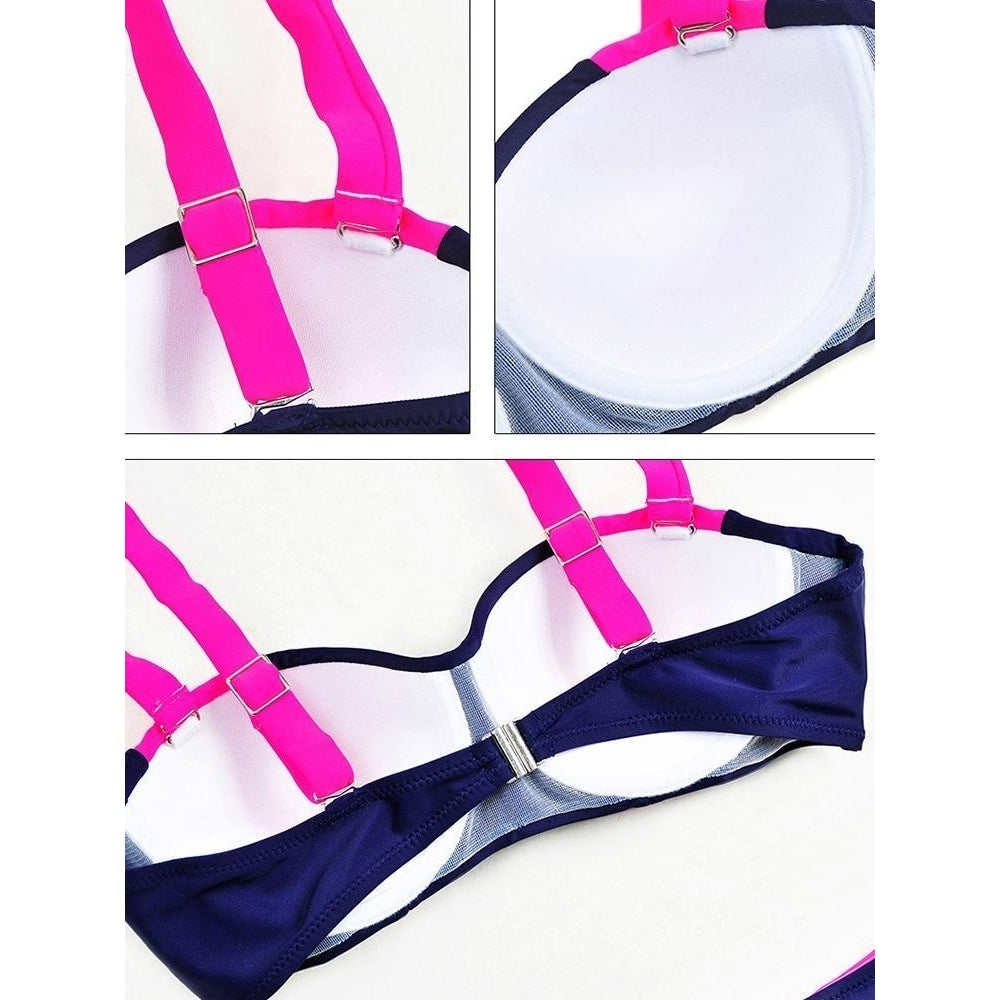Sexy Patchwork Backless Wireless Push Up Bikini Set Image 10