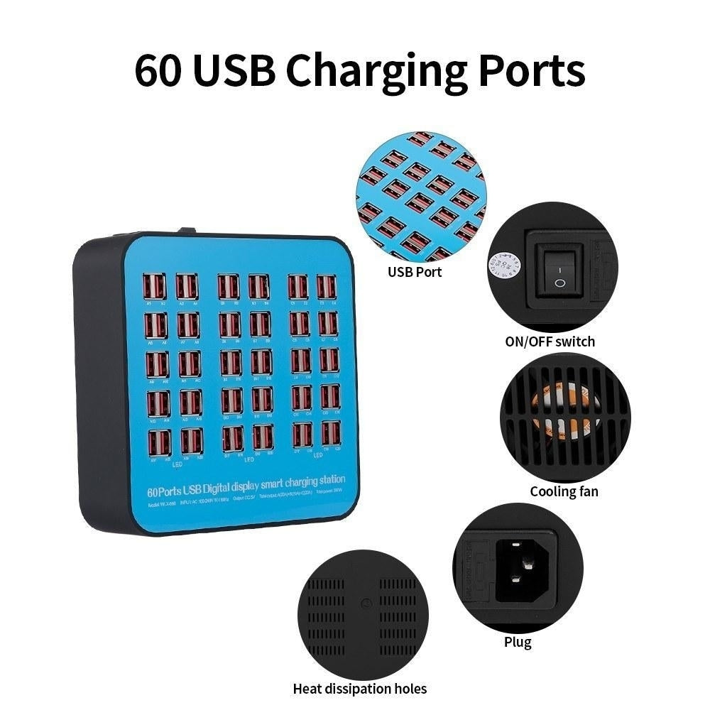 Smart Charging Station with 60 Ports USB Dock Universal Compatibility for Family and Office Use Image 10