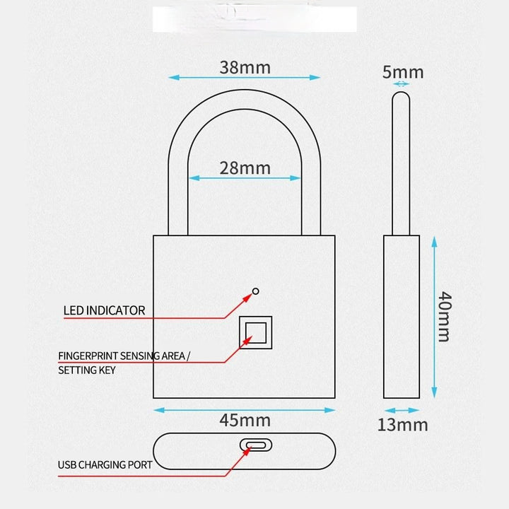 Smart Fingerprint Padlock Small Size Cabinet Lock Dormitory Anti-theft Image 6