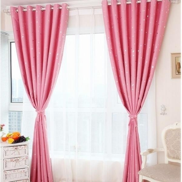 Thermal Insulated Grommets Blackout Curtains, Star Image 1