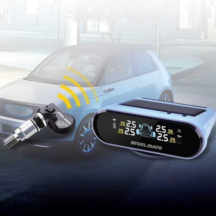 TPMS Tire Pressure Monitoring System Solar Power Display 4 Internal Sensors Image 4