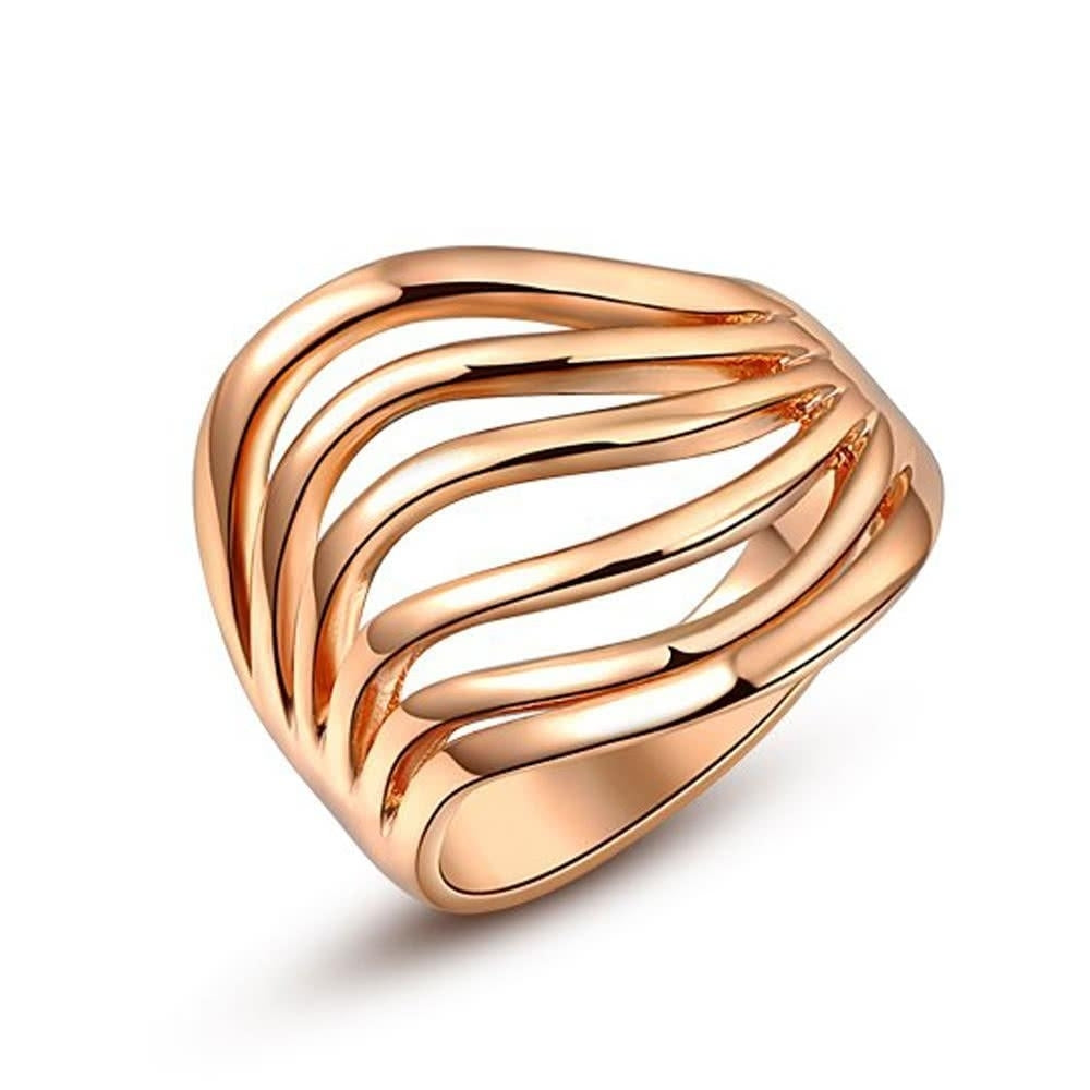 Unique Gold Plated Classic Ring Jewelry for Women Wedding Engagement Gift Girls Party Image 1