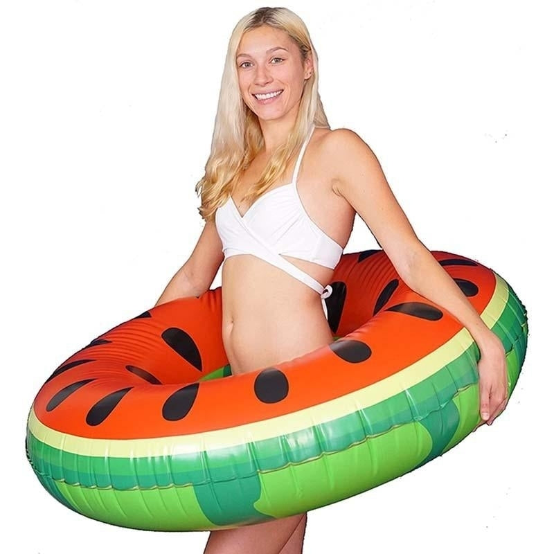 Watermelon Pool Float Inflatable Circle Swimming Ring Kids Adult Floating Summer Beach Toys Image 1