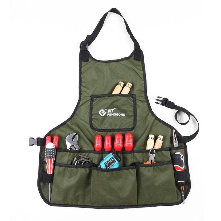 Waterproof Canvas Gardening Tool Apron Tools Bag with Pockets Adjustable Size Image 4