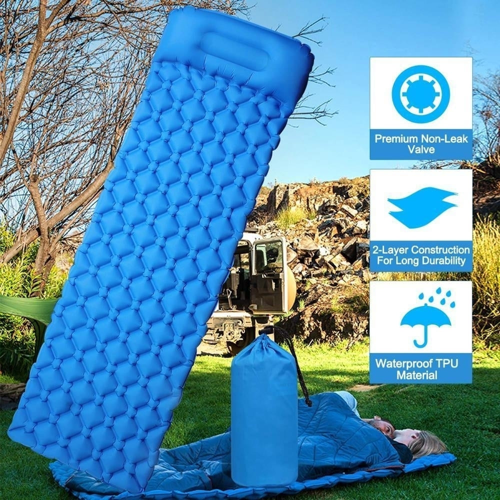 Waterproof Camping Mat Inflatable Mattress with Pillow in Tent for Travel Camping Image 9