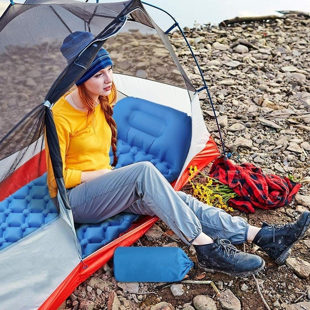 Waterproof Camping Mat Inflatable Mattress with Pillow in Tent for Travel Camping Image 10