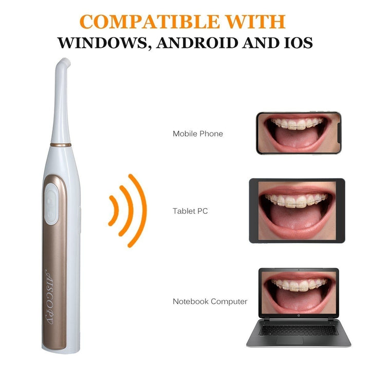 WiFi Dental Intraoral Camera with App Cordless USB Rechargeable Oral Cavity Endoscope Dental Mirror with Light Image 11