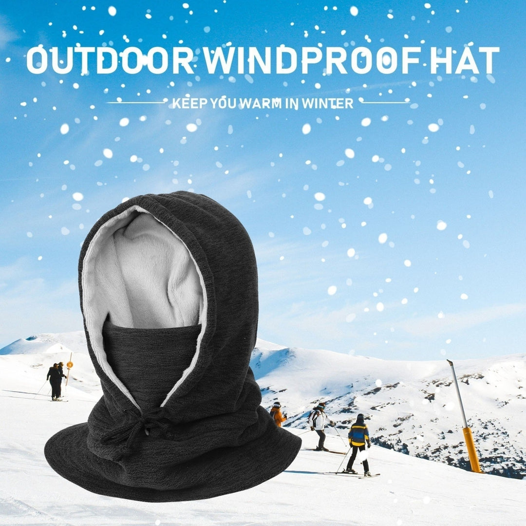 Winter Balaclava Warm Windproof Fleece Lining Drawstring Neck Gaiter Outdoors Hat Image 8