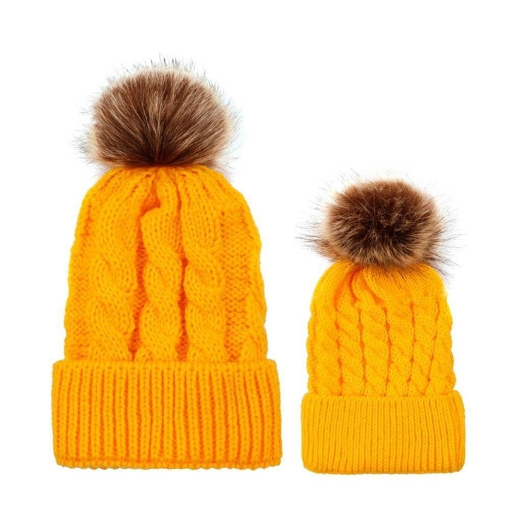 Winter Women and Kids Knitted Crochet Wool Warm Hat Image 1