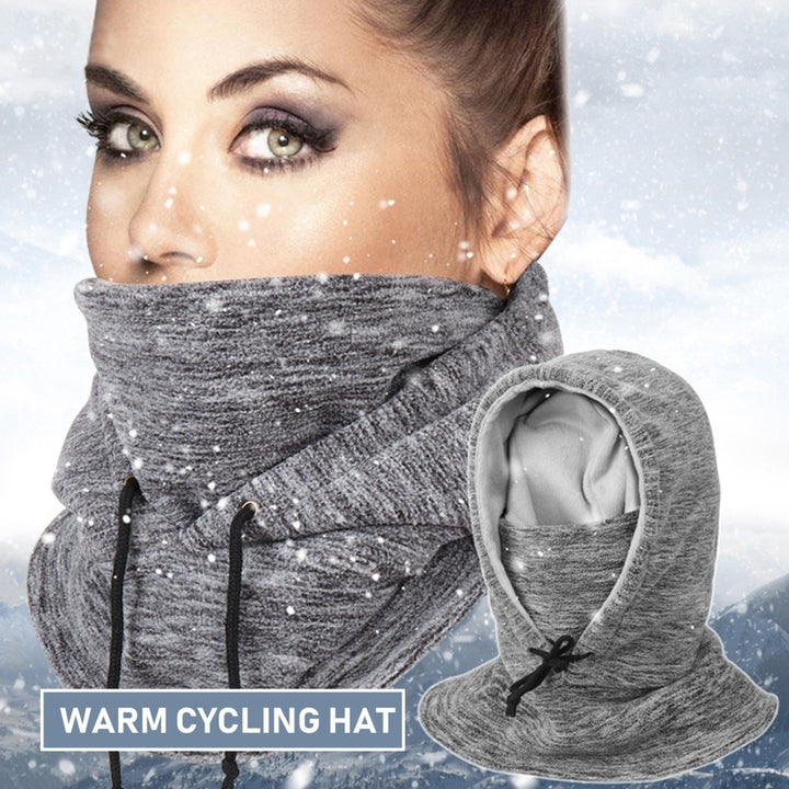 Winter Balaclava Warm Windproof Fleece Lining Drawstring Neck Gaiter Outdoors Hat Image 9