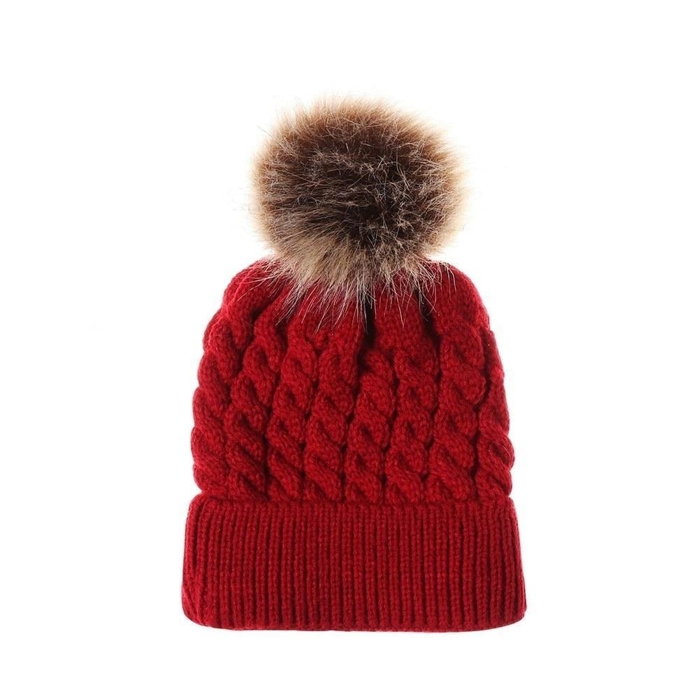 Winter Women and Kids Knitted Crochet Wool Warm Hat Image 1