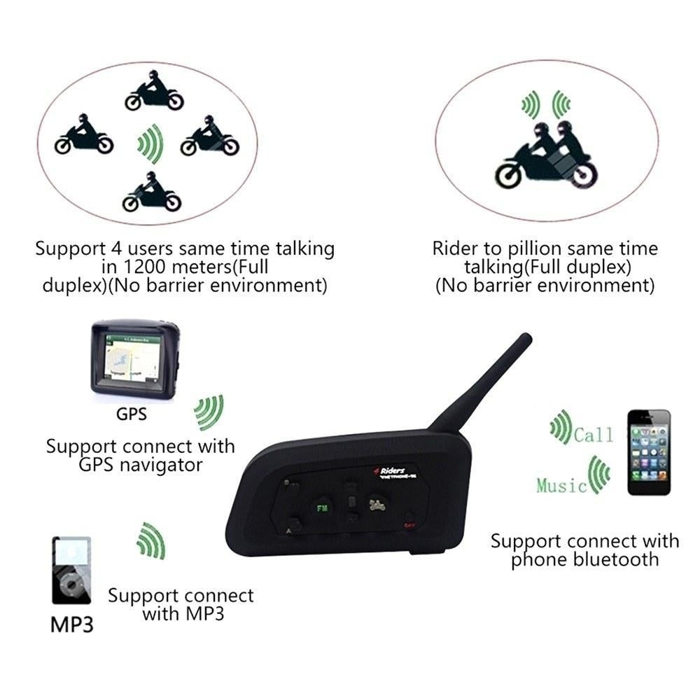 Wireless Bluetooth Intercom Motorcycle Snowmobile Headset Full Waterproof with FM Image 9