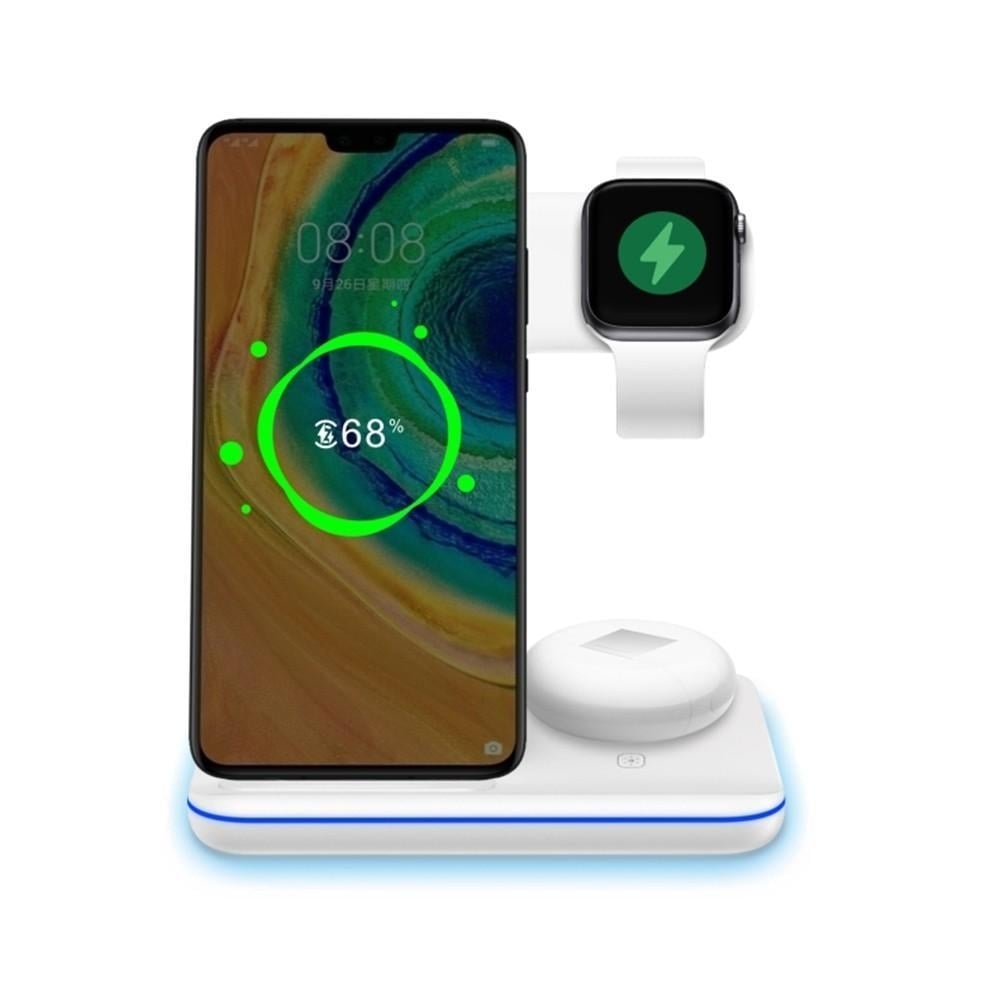 Wireless Charger 3 in 1 Charger Compatible with Phones Watches Earphones Fast Charging Station Image 1