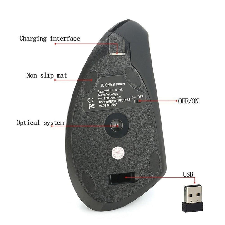 Wireless Mouse Vertical Mice Ergonomic Rechargeable 3 DPI optional Image 6