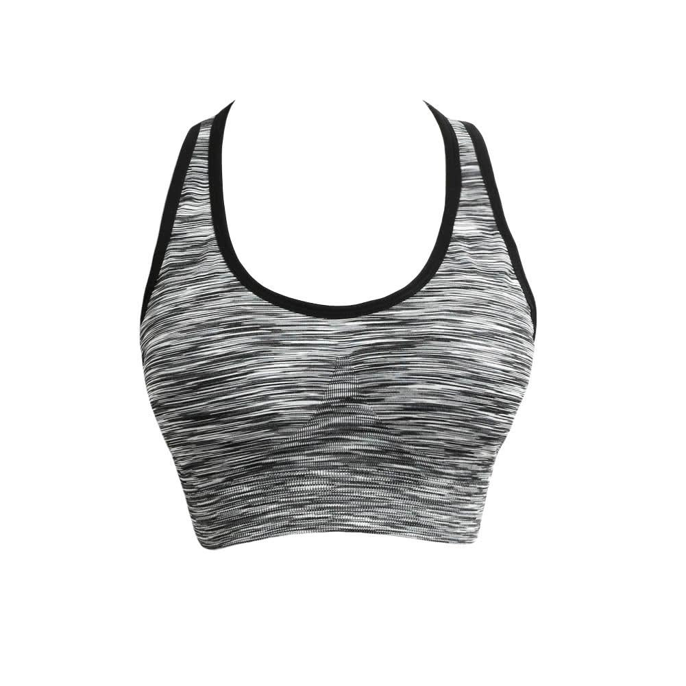 Women Fitness Yoga Sports Bra Contrast Padded Wire Free Seamless Push Up Running Gym Racerback Vest Top Image 4