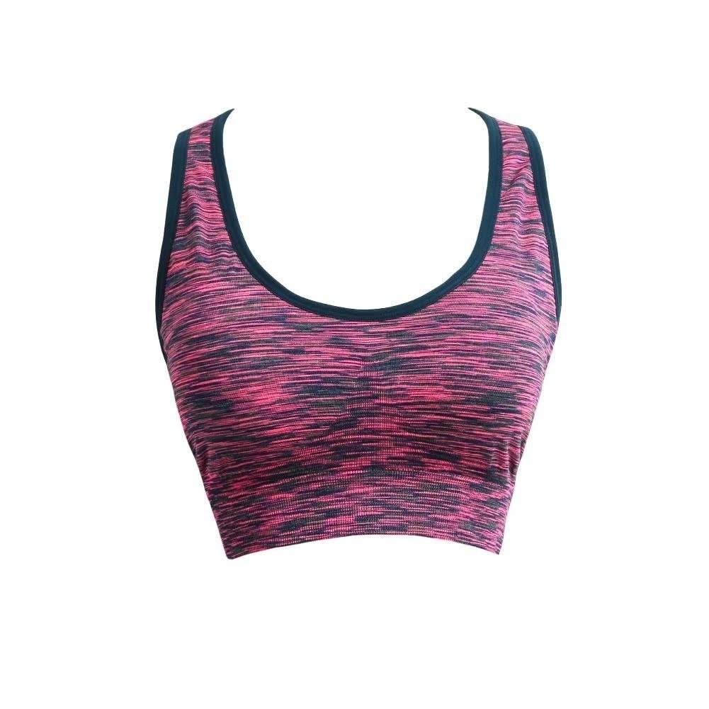 Women Fitness Yoga Sports Bra Contrast Padded Wire Free Seamless Push Up Running Gym Racerback Vest Top Image 1