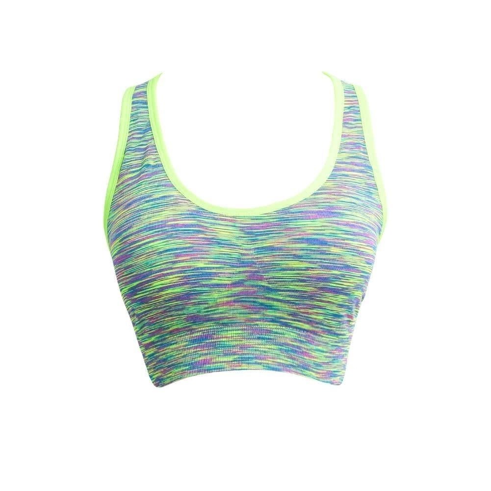 Women Fitness Yoga Sports Bra Contrast Padded Wire Free Seamless Push Up Running Gym Racerback Vest Top Image 8