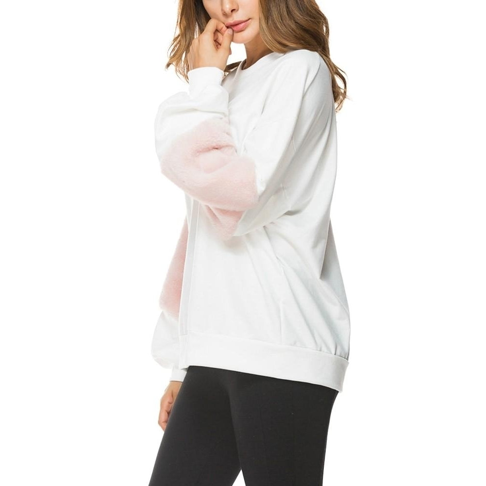 Women Loose Sweatershirt Pullovers Lantern Long Sleeves faux Dropped Shoulder Image 4