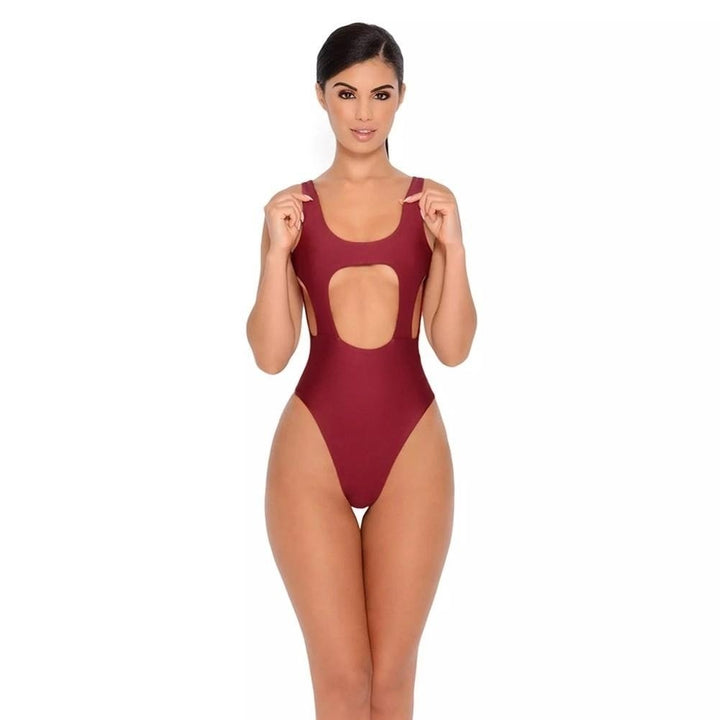 Women One Piece Swimsuit Cut Out Backless Padding Sleeveless Swimwear Image 9