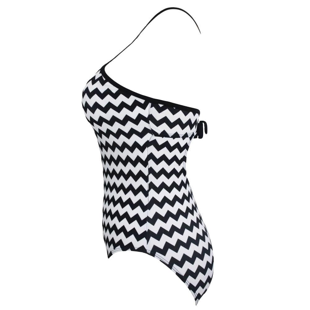 Women Monokini Halter Tie Strap Geometry Print Non-Underwire Swimsuit Image 6