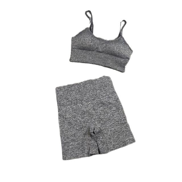 Women Seamless Yoga Set Short Sleeve Crop Top High Waist Sport Leggings Suit Pack 4 Image 12