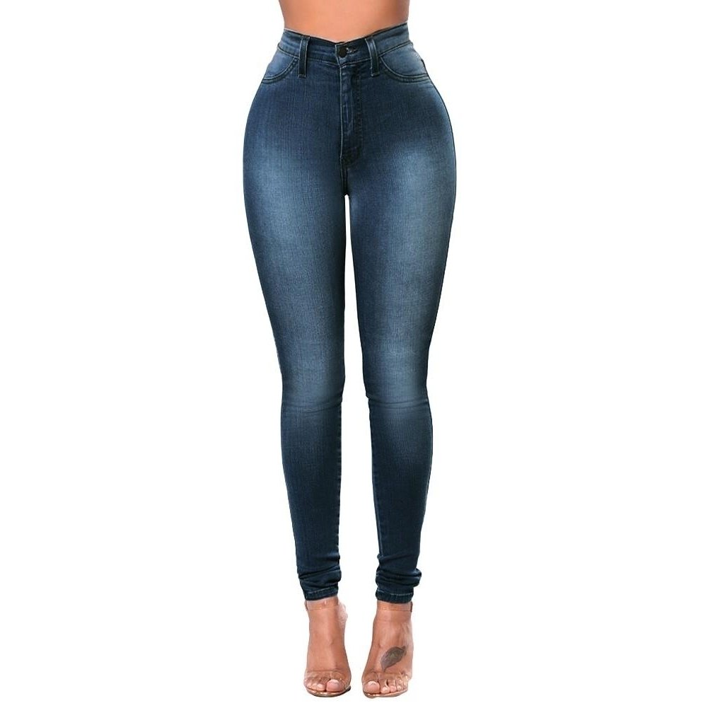 Women Skinny Denim Jeans Classic High Waist Washed Slim Pants Tights Pencil Trousers Image 1