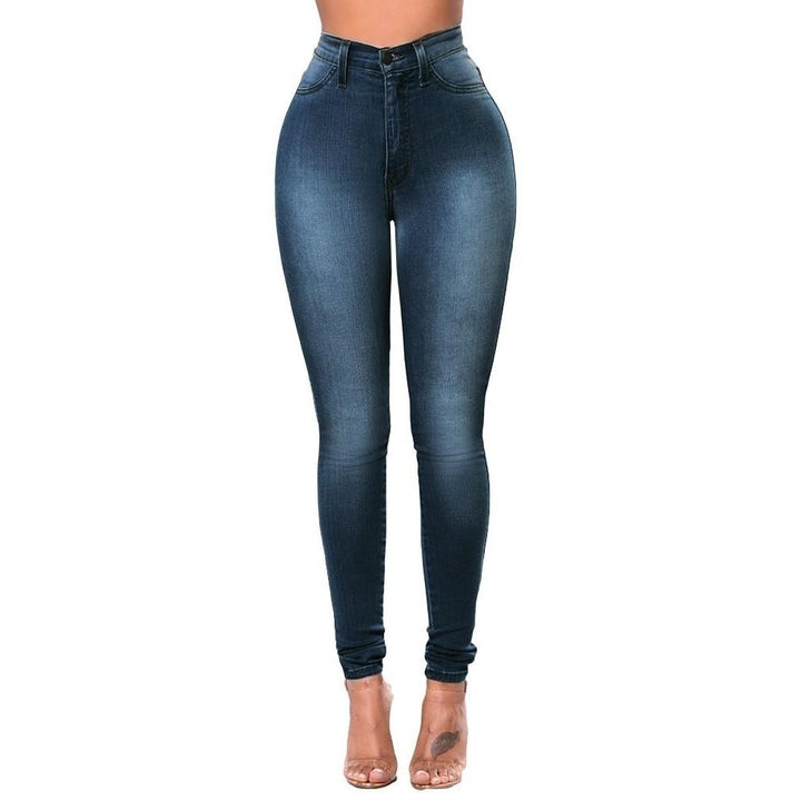Women Skinny Denim Jeans Classic High Waist Washed Slim Pants Tights Pencil Trousers Image 1