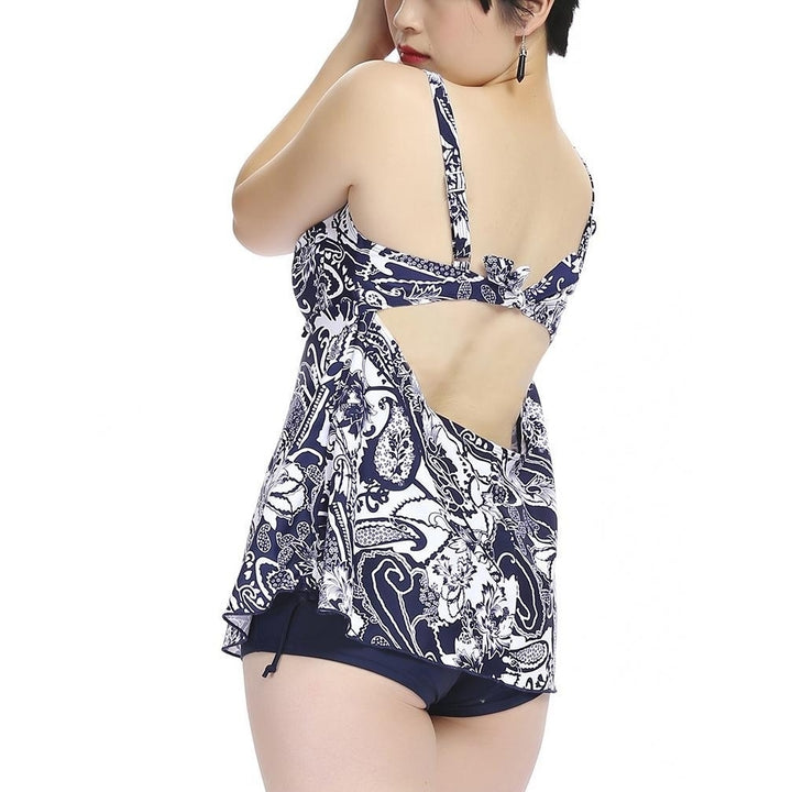 Women Sexy Printing Spaghetti Strap Swimwear Bandage Backless Split Bikini Image 7