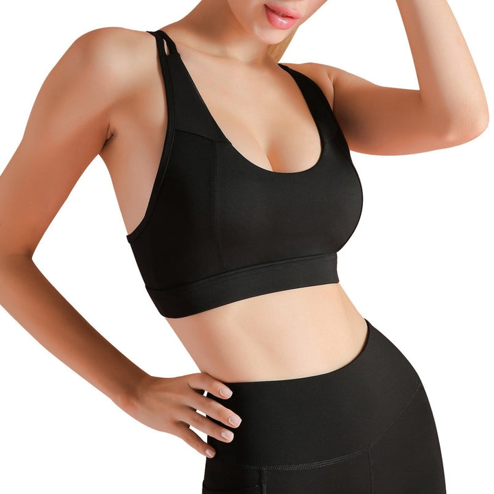 Women Sports Bra Wireless Hollow Out Mesh Racer Back Crop Top Breathable Quick-Dry Vest Image 3