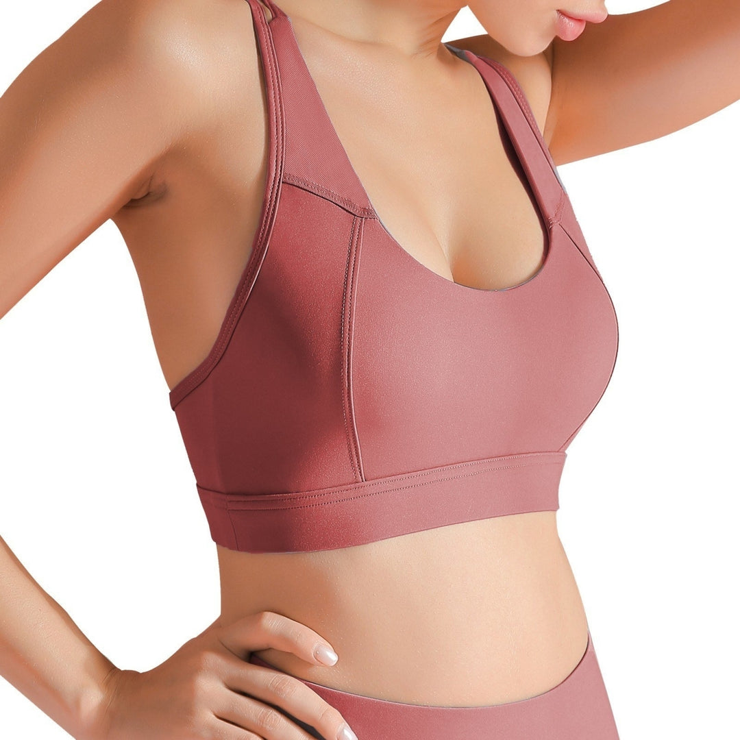 Women Sports Bra Wireless Hollow Out Mesh Racer Back Crop Top Breathable Quick-Dry Vest Image 4