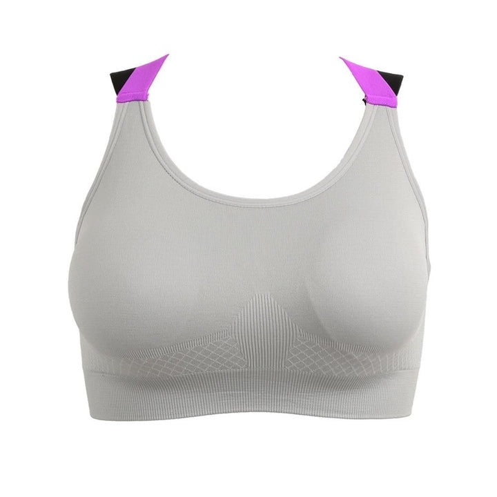 Women Sports Bra Wide Cross Strap Elastic Contrast Color Breathable Padded Wireless Image 1