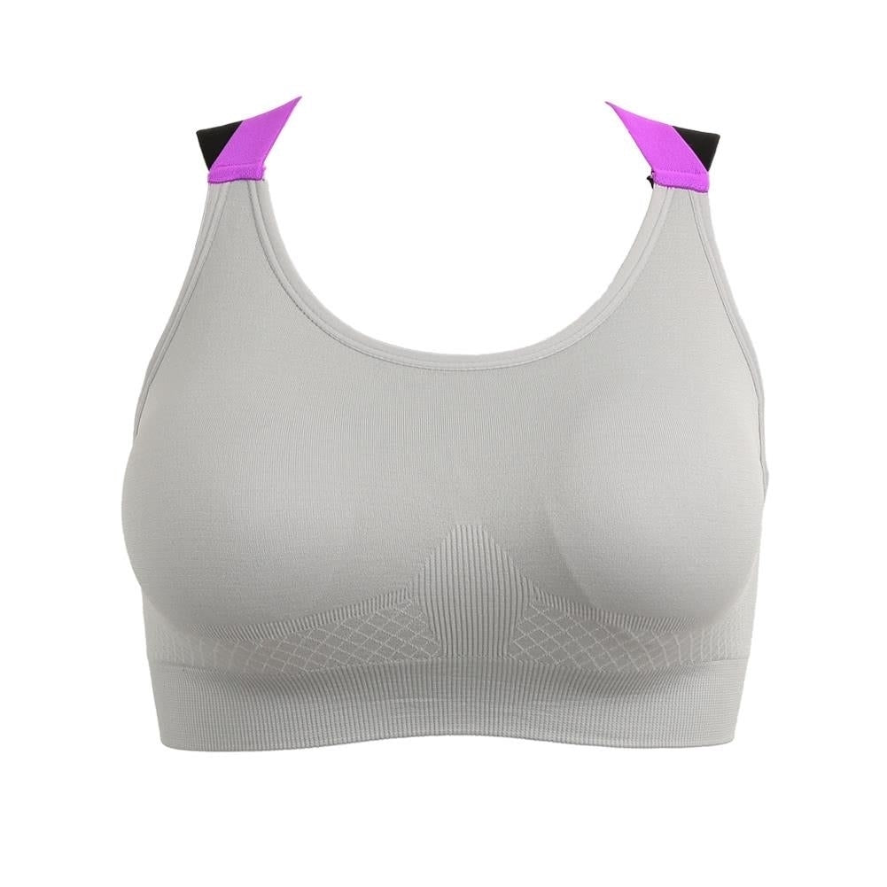 Women Sports Bra Wide Cross Strap Elastic Contrast Color Breathable Padded Wireless Image 8