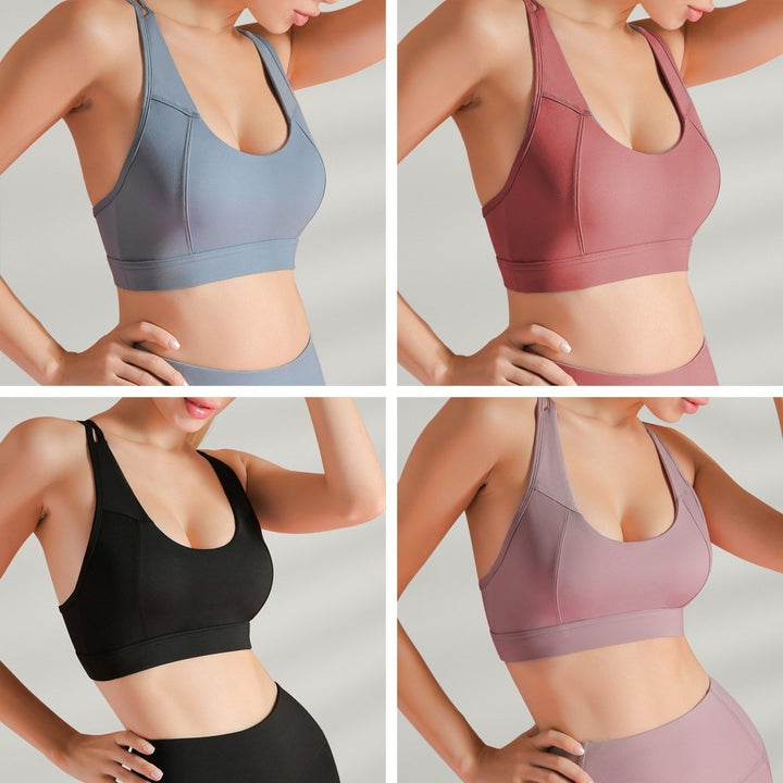 Women Sports Bra Wireless Hollow Out Mesh Racer Back Crop Top Breathable Quick-Dry Vest Image 6