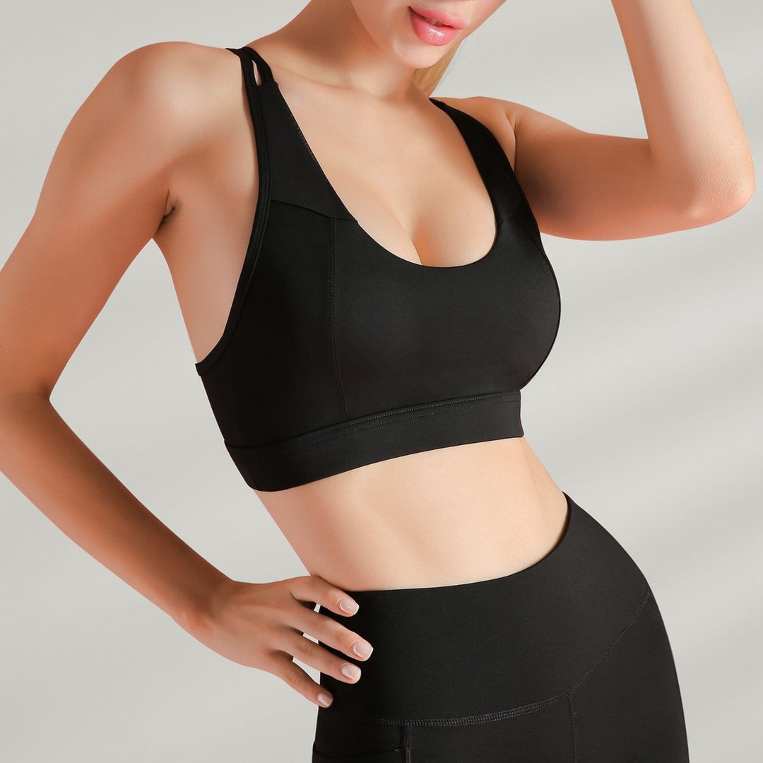 Women Sports Bra Wireless Hollow Out Mesh Racer Back Crop Top Breathable Quick-Dry Vest Image 8