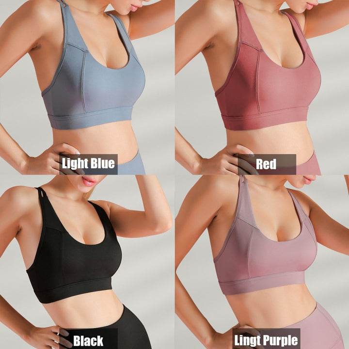 Women Sports Bra Wireless Hollow Out Mesh Racer Back Crop Top Breathable Quick-Dry Vest Image 12